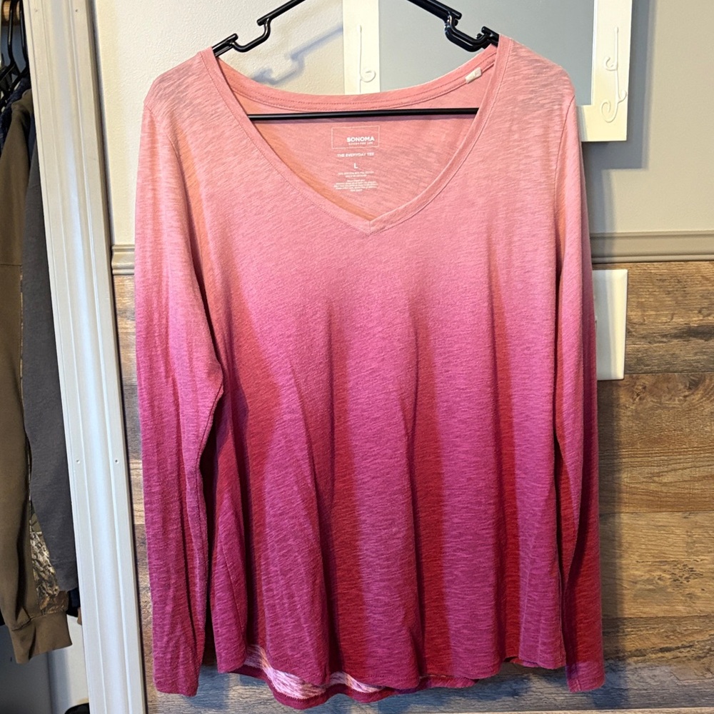 Sonoma Women's Ombre Pink Long Sleeve Top